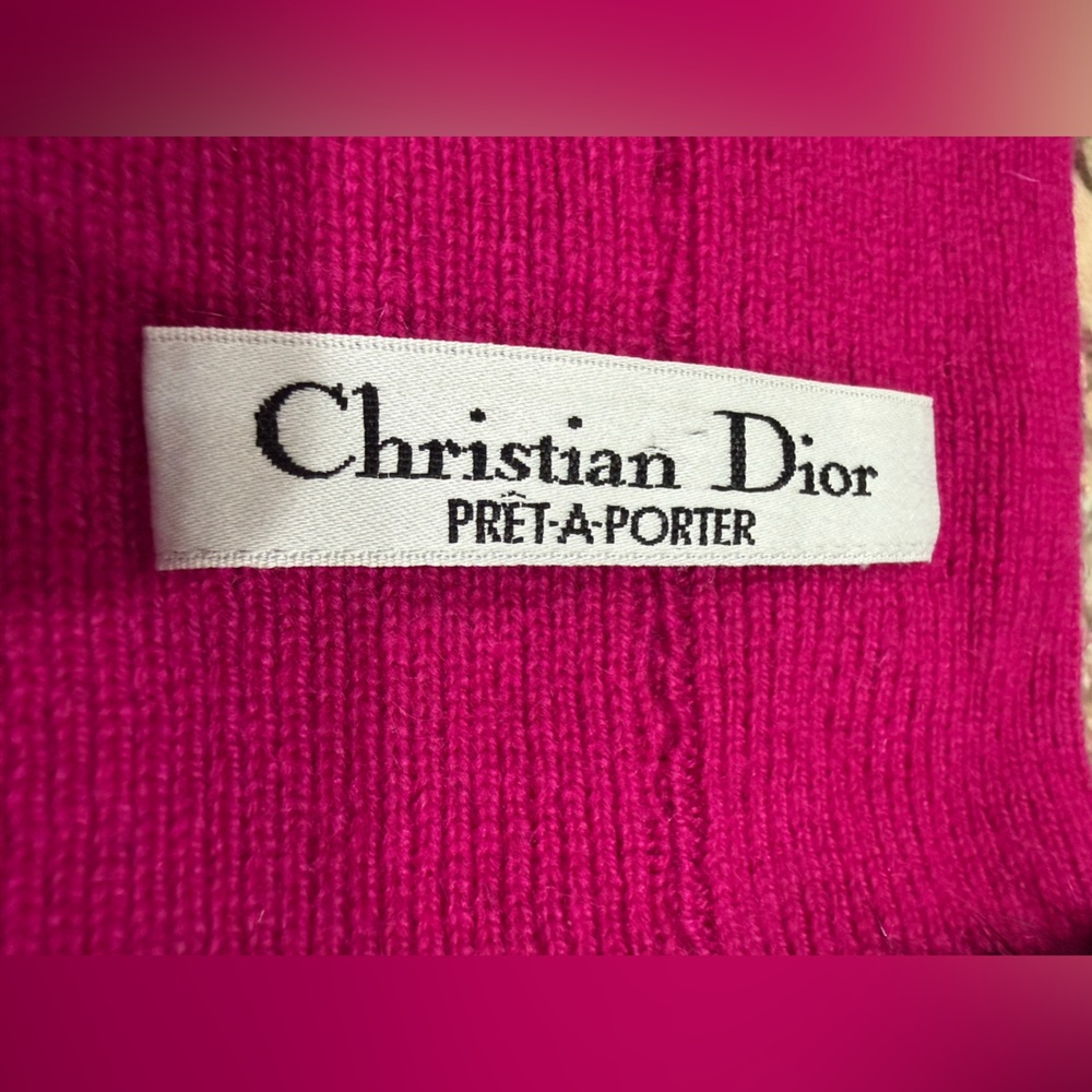 Christian Dior Fuschia Knit Shrug/Stole with Fur Cuffs - Picture 10 of 10